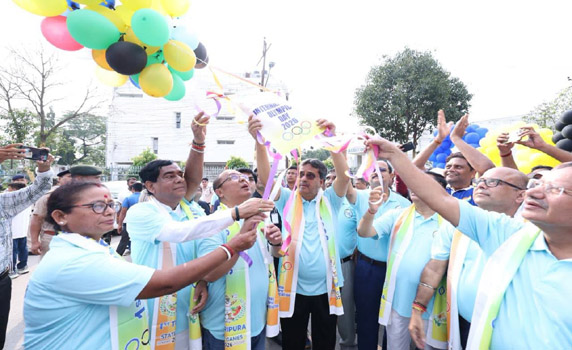 Tripura CM Dr. Manik Saha joins Olympic Day observance in Agartala.